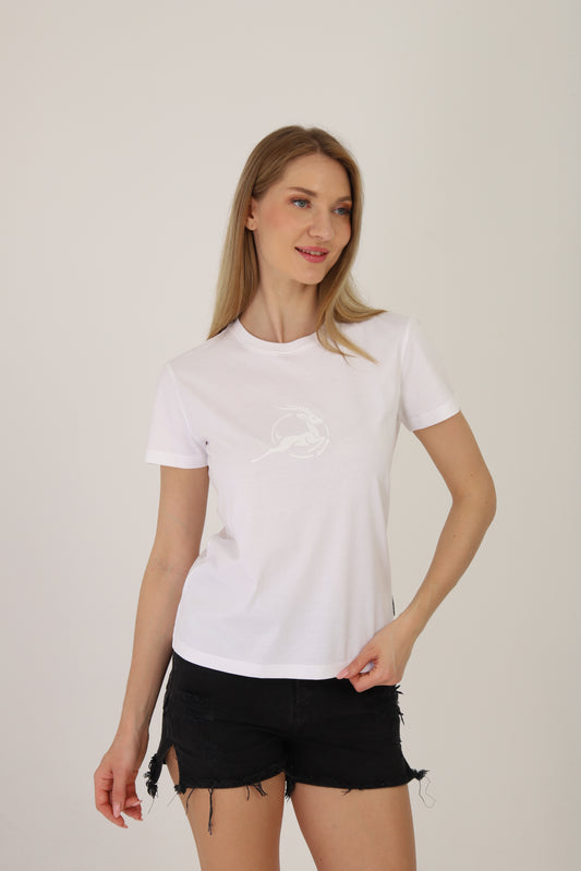Stealth Grace | Yüksek Kabartma Baskılı Beyaz T-Shirt